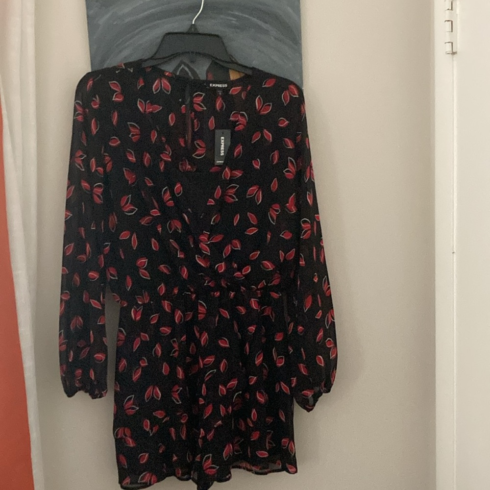 Medium black and red Express Romper, long sleeves. Never worn